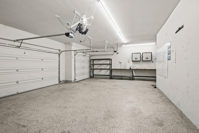 garage with a garage door opener