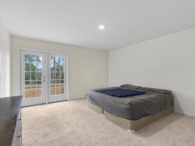 carpeted bedroom with access to exterior