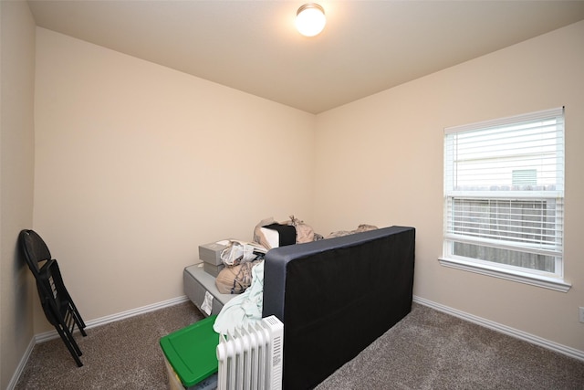 office space featuring dark colored carpet