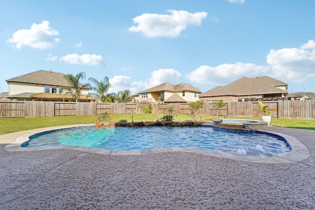 view of pool with an in ground hot tub