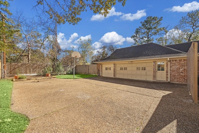 exterior space featuring a garage