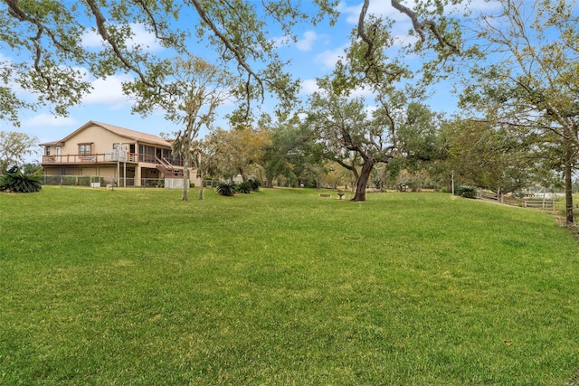 view of yard featuring a deck