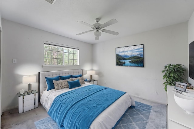 bedroom featuring ceiling fan