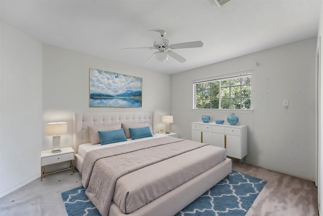 bedroom featuring ceiling fan