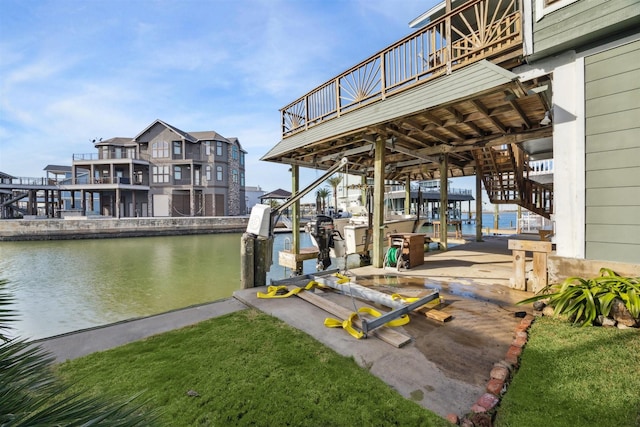 view of dock featuring a water view