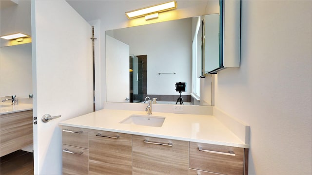 bathroom featuring vanity and tile patterned flooring