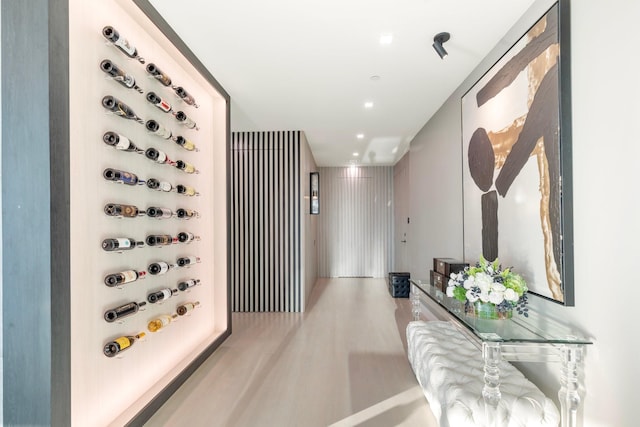 wine room featuring light wood-type flooring