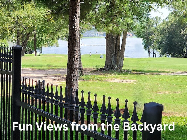 view of yard with a water view