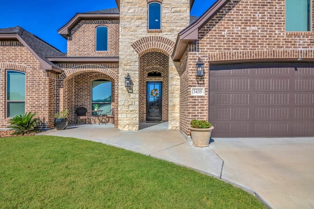 property entrance with a garage