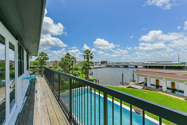 balcony with a water view