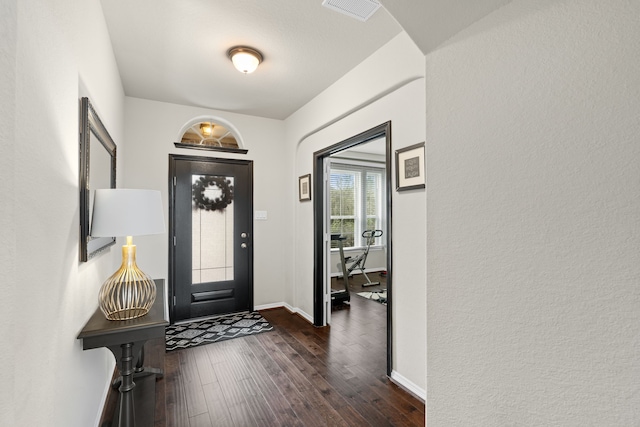 foyer entrance with dark hardwood / wood-style floors