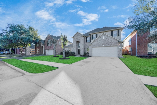 view of front facade with a garage and a front yard