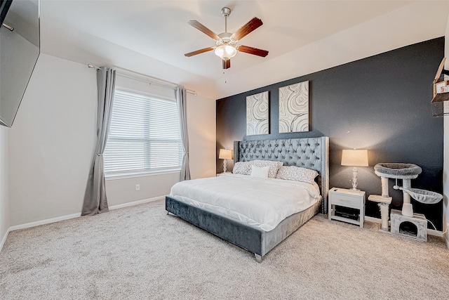 bedroom with carpet and ceiling fan