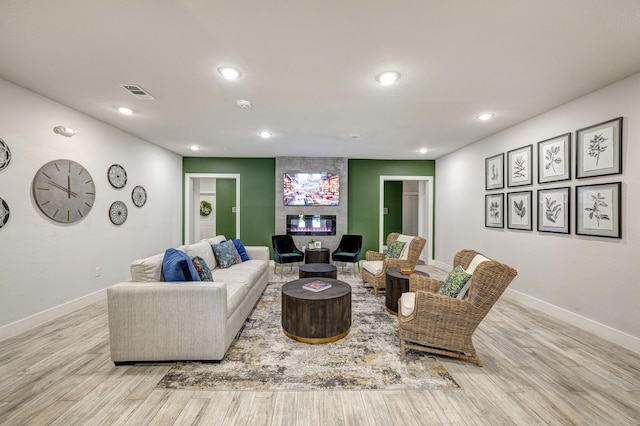 living room with light wood-type flooring