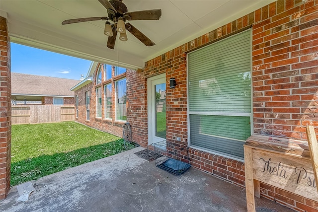 view of patio / terrace featuring ceiling fan