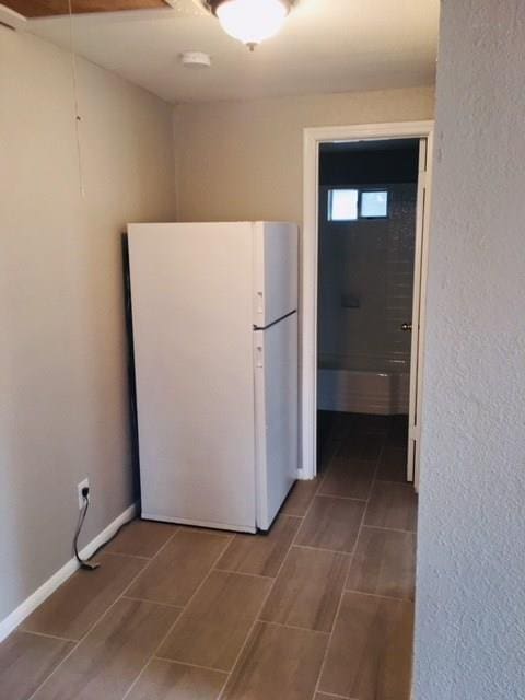 kitchen with white fridge