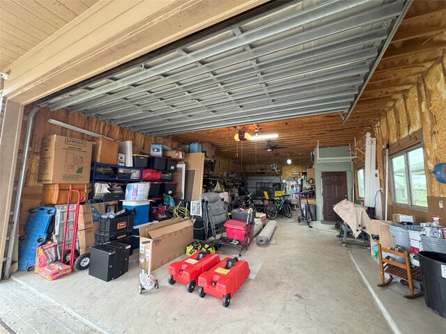 garage with a garage door opener