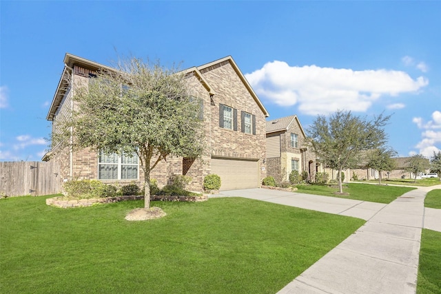 view of front facade featuring a garage and a front lawn