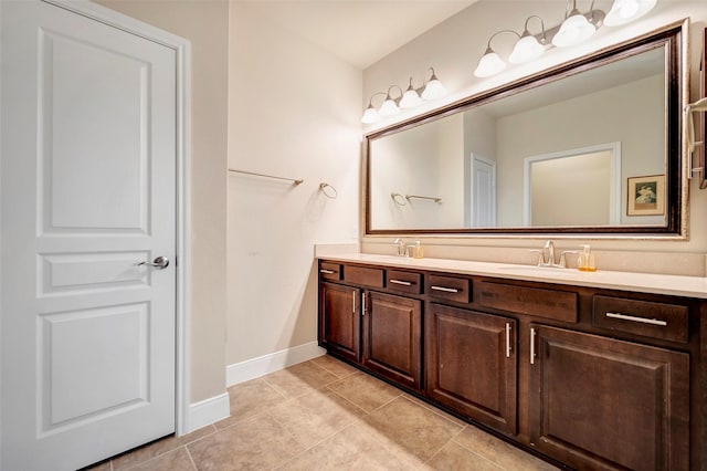 bathroom with tile patterned floors and vanity