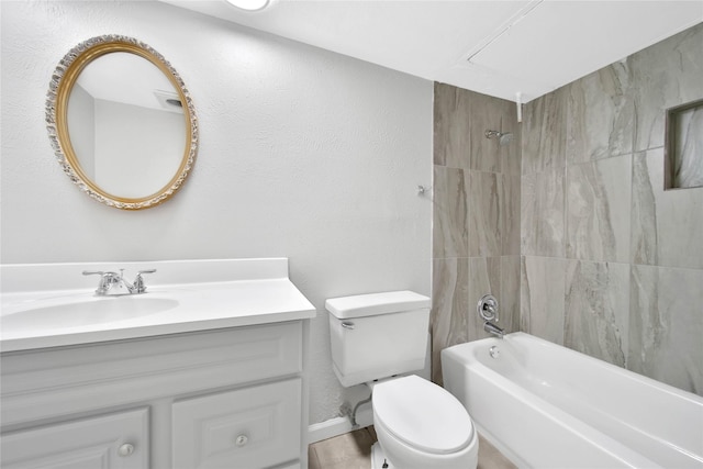 full bathroom with vanity, shower / bathtub combination, and toilet