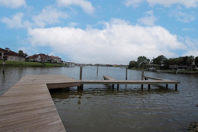 view of dock featuring a water view