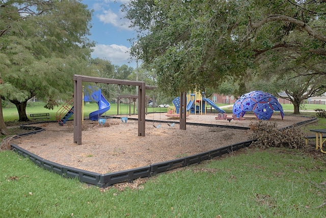 view of playground with a yard