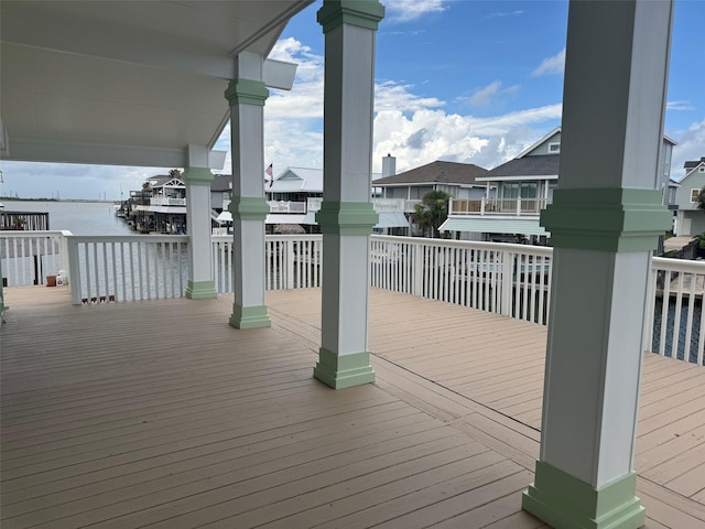 deck with a water view