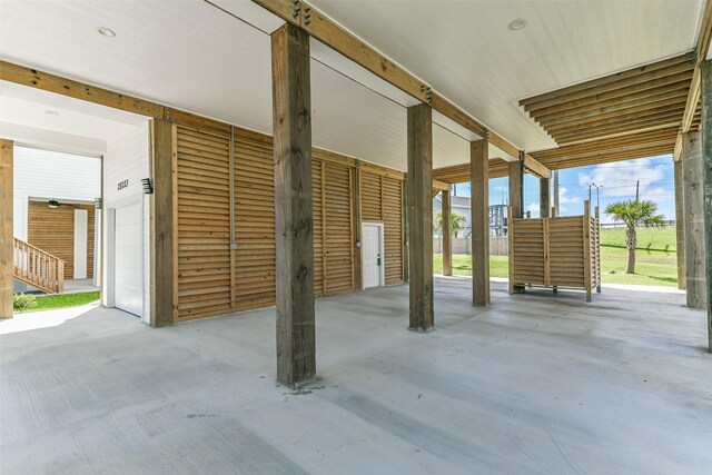 view of patio / terrace with a garage