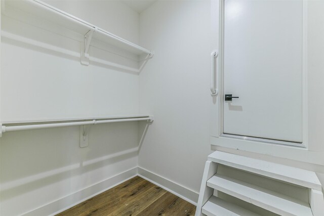 walk in closet featuring dark hardwood / wood-style floors