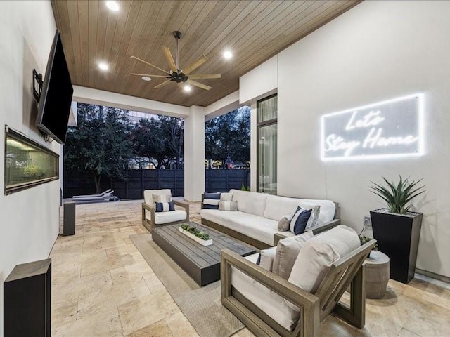 view of patio / terrace with an outdoor hangout area and ceiling fan