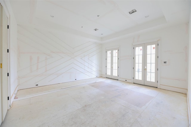1439 Martin St, Houston, TX 77018 - spare room featuring french doors and a tray ceiling