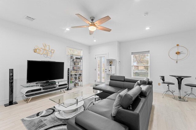 living room featuring light hardwood / wood-style floors