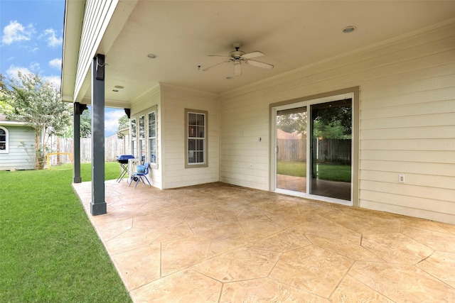 view of patio / terrace with ceiling fan