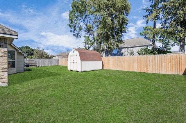 view of yard with a storage shed