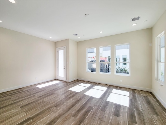 empty room featuring wood-type flooring and plenty of natural light