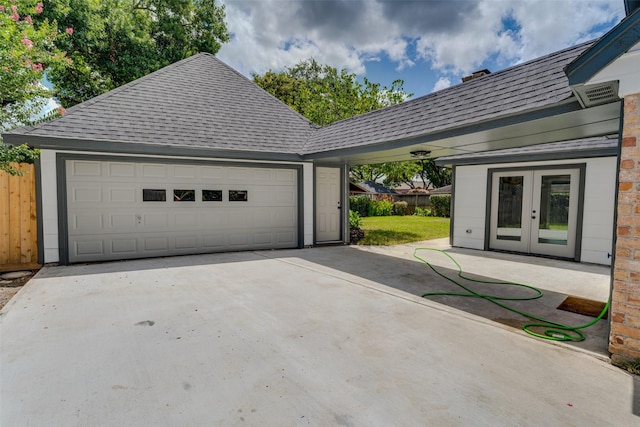 garage with french doors