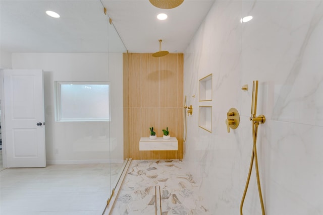 bathroom featuring walk in shower