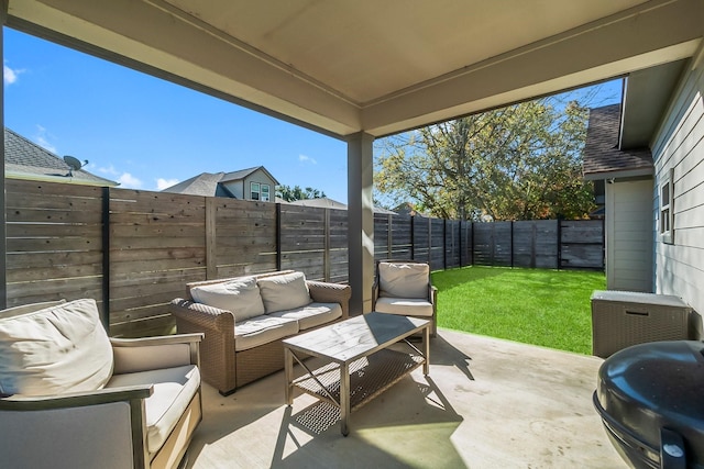 view of patio featuring an outdoor living space