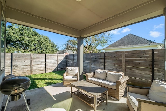 view of patio / terrace with area for grilling and an outdoor living space