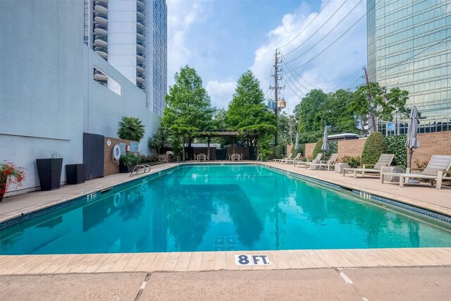 view of pool featuring a patio