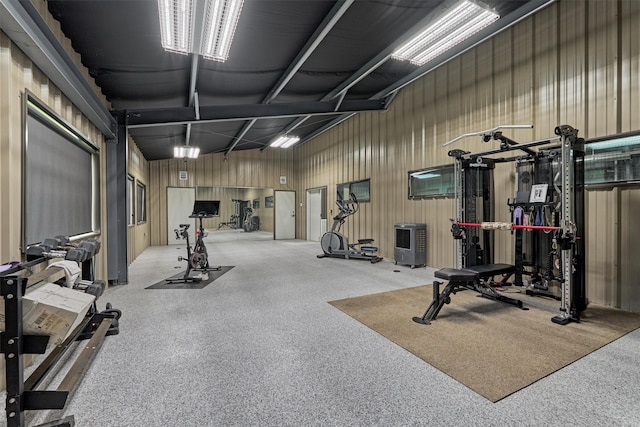 exercise room featuring carpet floors