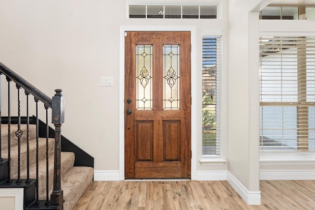 foyer entrance featuring light hardwood / wood-style flooring