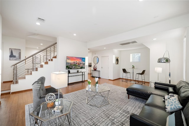 living room featuring light hardwood / wood-style flooring