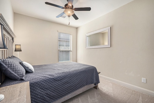 bedroom featuring carpet and ceiling fan