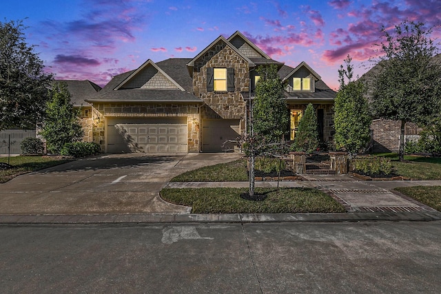 view of front of house with a garage