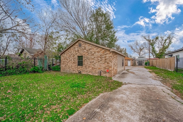 view of property exterior with a yard