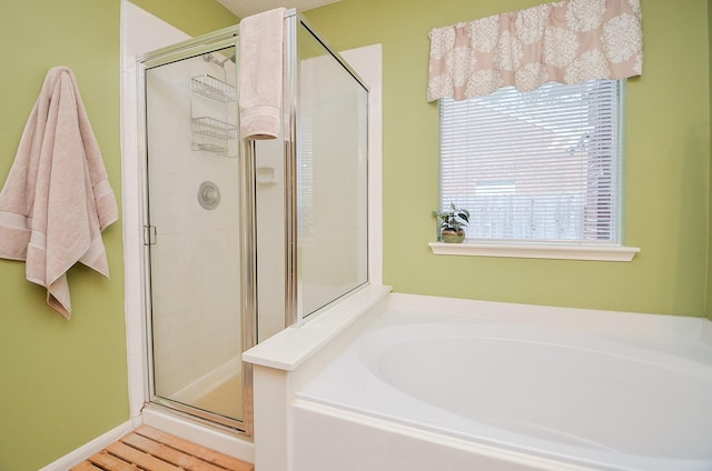 bathroom with plus walk in shower