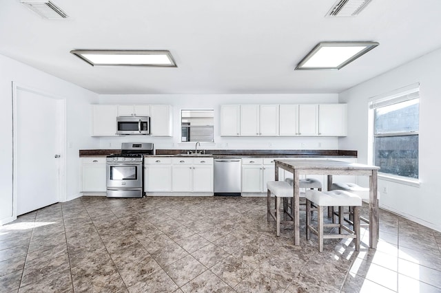 kitchen with white cabinetry, sink, and appliances with stainless steel finishes