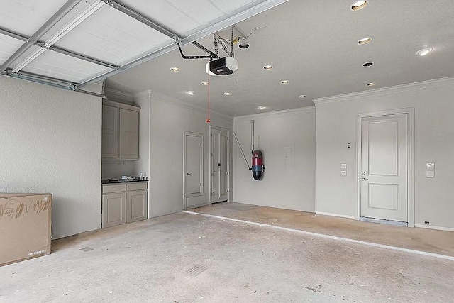 garage with a garage door opener