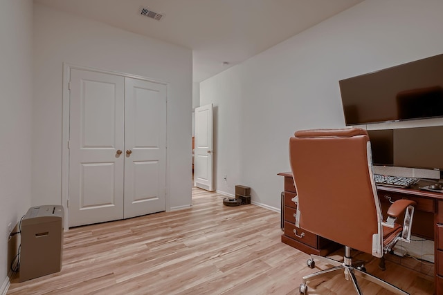 office space featuring light hardwood / wood-style floors